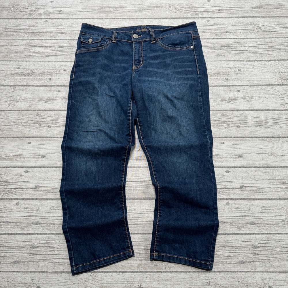 U.S. Polo Assn. Jeans Women's 12 Blue Dark Wash Capri Cropped Denim Embellished